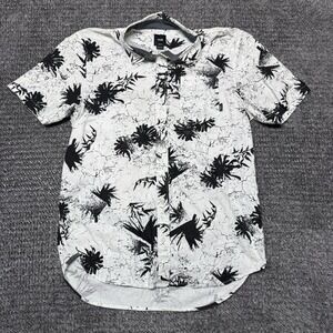 Vans White Black Palm Print Men's Classic Fit Short Sleeve Button-Up Medium